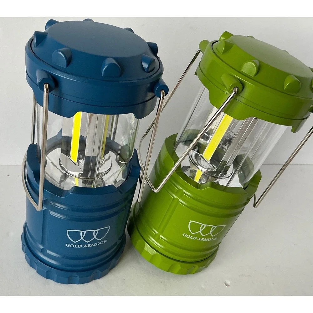 Gold Armour LED Camping Lantern Set Collapsible Portable Blue Green Outdoor Lght